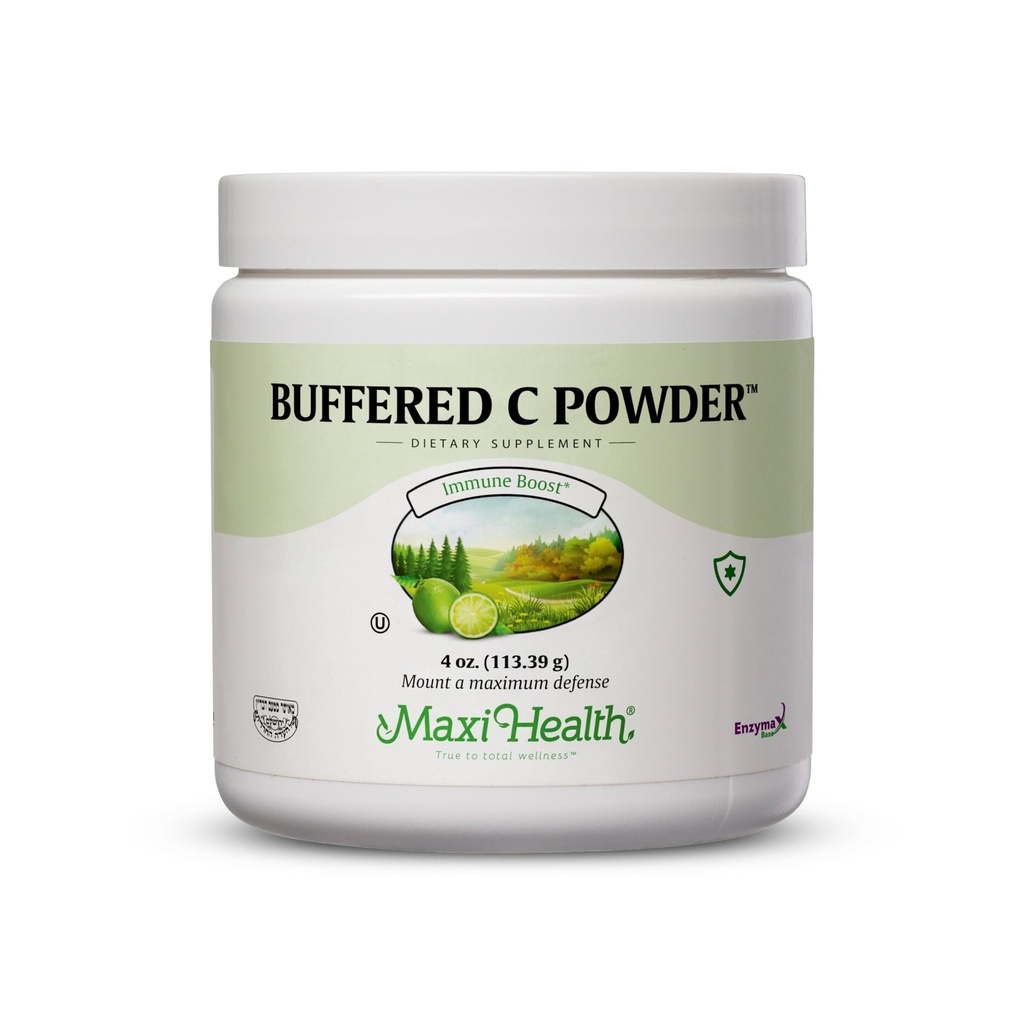 Maxi Health Bufered Vitamin C Powder - Υψηλή ισχύς - 800 mg - Ανοσοποιητική υγεία - 4 ουγγιά - Kosher