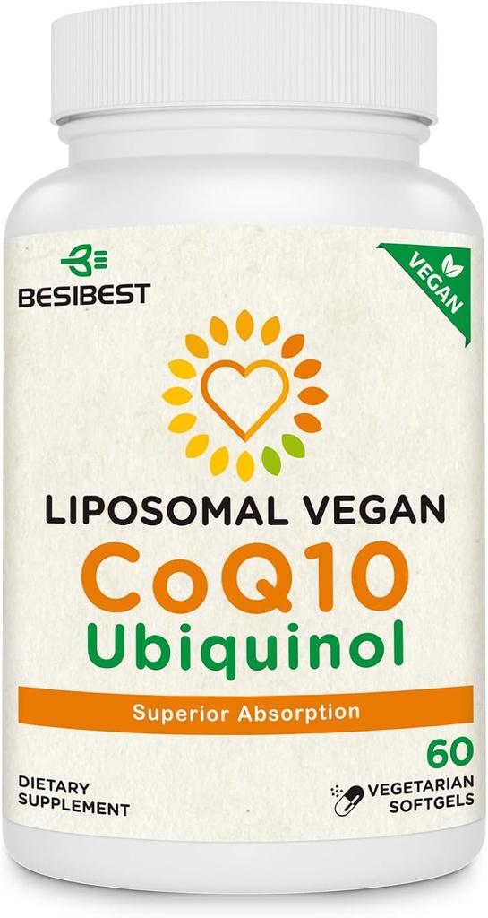 1000mg λιποσωμική CoQ10 Ubiquinol, 60 Vegan Softgels, Υψηλή απορρόφηση Ubiquinol CoQ10 συμπλήρωμα, Ενεργή Αντιοξειδωτική μορφή του συνένζυμου Q10 για λειτουργία καρδιάς & παραγωγή ενέργειας