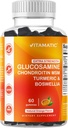 Vitamatic Extra Strength Glucosamine Chondroitin Gummies με MSM, Turmeric & Boswellia – 60 Pectin-based Gummies Advanced Joint Support Formula – Χωρίς ζάχαρη, χωρίς GMO, Ζελατίνη-ελεύθερο