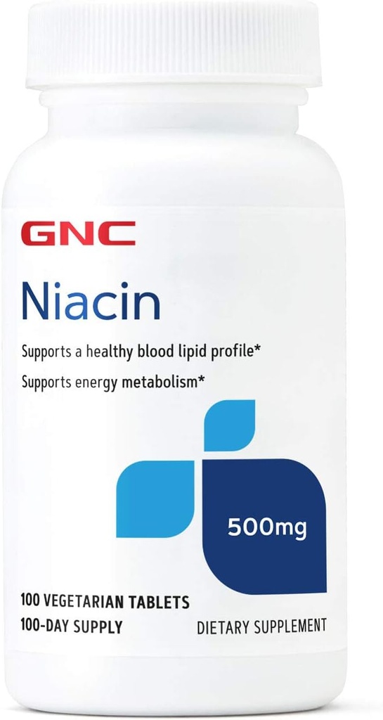 GNC Νιασίνη 500mg, 100 δισκία, Υποστηρίζει την υγεία των αιμοφόρων αγγείων