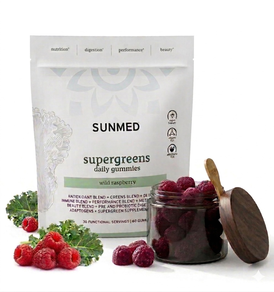 SUNMED Supergreens Daily Gummies – Wellness Blend με Ashwagandha, Πράσινο Τσάι, Spirulina, Προβιοτικά, Αντιοξειδωτικά & Detox Υποστήριξη για Ασυλία, Οπίσθια, Δέρμα & Εγκεφαλική Υγεία 