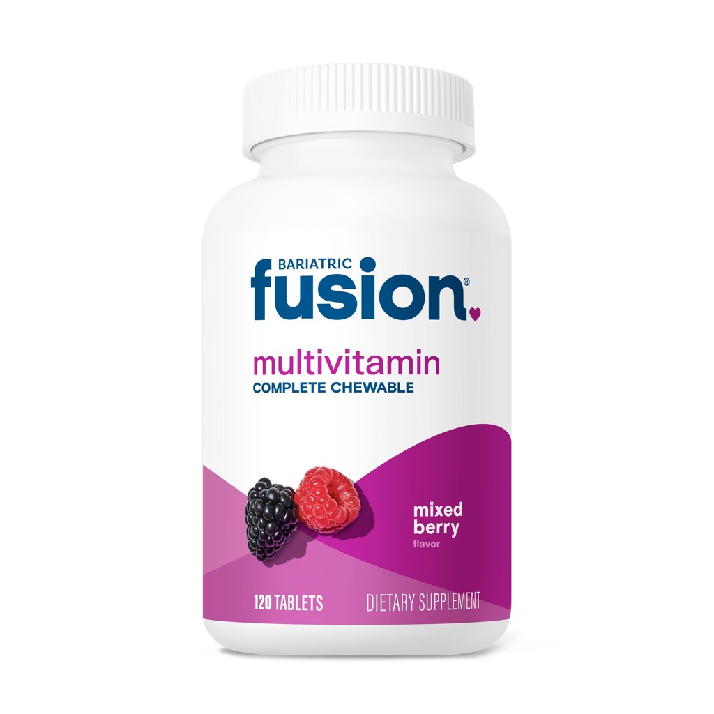 Bariatric Fusion Bariatric Multivitamin with Iron Complete Chewable | Mixed Berry | Post Bariatric Vitamins for Gastric Bypass and Sleeve Gastrectomy | One Month Supply
