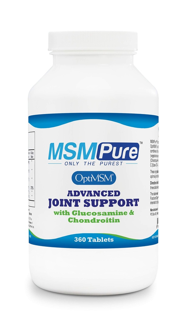 KALA ΥΓΕΙΑ MSMPure Advanced Joint Support Tablets – Γλυκοσαμίνη, Χονδροϊτίνη, OptiMSM, Ester- C & Μαγγάνιο για Κοινή Υγεία, Ευελιξία & Κινητικότητα – Χορτοφαγική Γλυκοσαμίνη, 360 Αριθμός