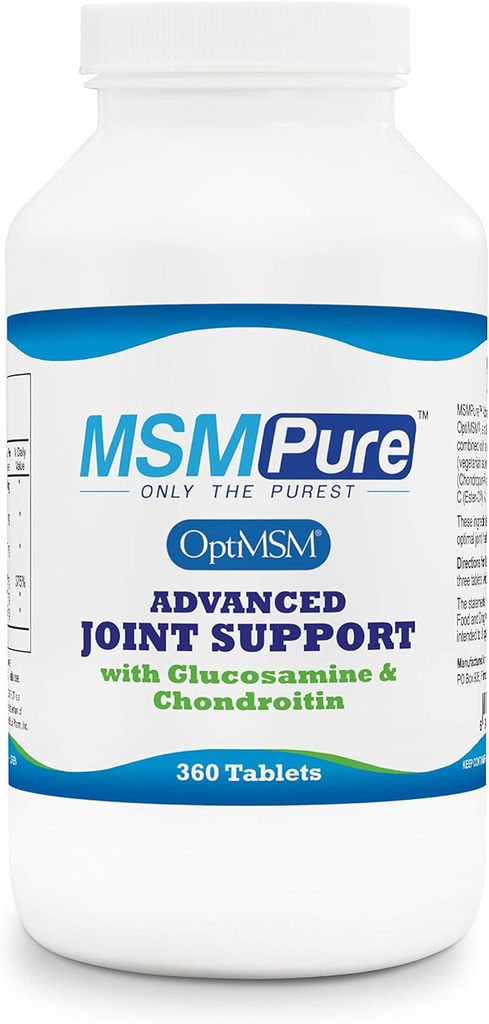 KALA ΥΓΕΙΑ MSMPure Advanced Joint Support Tablets – Γλυκοσαμίνη, Χονδροϊτίνη, OptiMSM, Ester- C & Μαγγάνιο για Κοινή Υγεία, Ευελιξία & Κινητικότητα – Χορτοφαγική Γλυκοσαμίνη, 360 Αριθμός