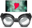 GloFX Black Heart Effect Difrasstrath Goggles - Δείτε Καρδιές - 3D Holographic Visuals Edm Rave Outfit Steampunk Κοστούμι Cosplay Music Festival Essential