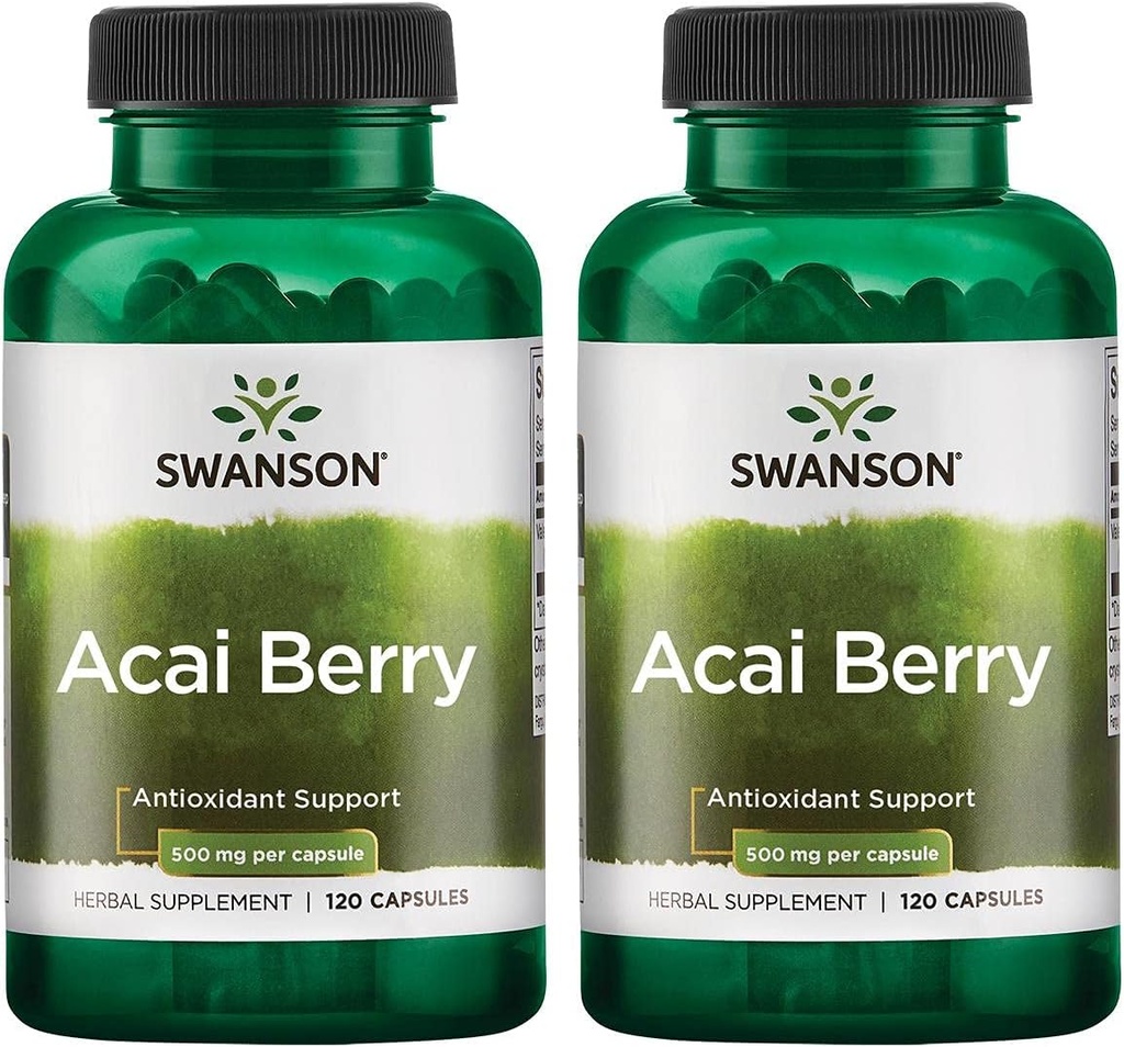 Swanson Acai Berry Αντιοξειδωτικό Υποστήριξη 500 Milligrams 120 Κάψουλες (2 Συσκευασία)