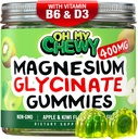 Κεντρο-γεμισμένο Μαγνήσιο Glycinate Gummies 400MG - Υψηλή απορρόφηση για παιδιά, εφήβους και ενήλικες - Συμπλήρωμα για ύπνο, ηρεμία & μυϊκή χαλάρωση με B6 & D3 - Gluten Free & Vegan Friendly - 120 Count