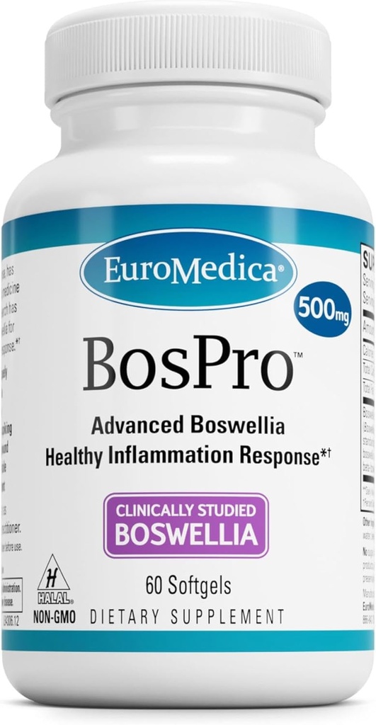 EuroMedica BosPro - Boswellia Serrata Extract Supplement - Συμπλήρωμα διατροφής για υγιή πνεύμονα Υποστήριξη - Βότανο συμπλήρωμα Φόρμουλα - 60 Softgels