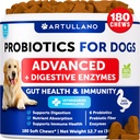 Probiotics for Dogs - Support Gut Health, Itchy Skin, Allergies, Immunity, Yeast Balance - Dog Probiotics and Digestive Enzymes with Prebiotics - Reduce Diarrhea, Gas - 180 Probiotic Chews for Dogs