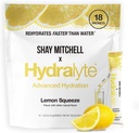 Hydralyte Shay Mitchell Low Sugar Rapid Rehydration - Ελαφρώς σπινθηριστές Packets σκόνης ηλεκτρολυτών, Lemon Squeeze 