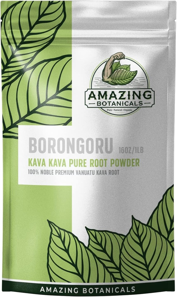 Εκπληκτικά Βοτανικά Borongoru Vanuatu Kava Root - 100% Noble Kava-Kava 16oz/1lb, 1 Pound τσάντα από καθαρό εκλεκτό φρέσκο Vanuatu Kava