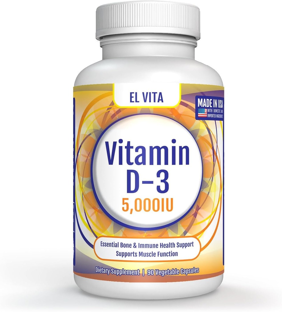 90 Καψάκια Λαχανικών Βιταμίνη D3 5000IU (125 MCG) Υψηλής Ικανότητας Συμπλήρωμα Διατροφής Υποστήριξης Ανοσοποιητικών. Υγιής αποκατάσταση μυών Advanced. Τύπος εκτός ΓΤΟ
