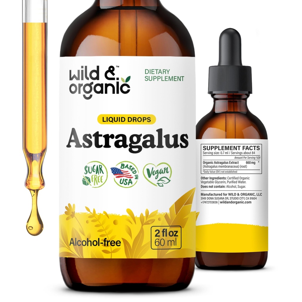 Άγρια & οργανικά Astragalus Βάμμα - Ανοσοποιητική υποστήριξη σταγόνες w/Astragalus εκχύλισμα ρίζας - φυτικό συμπλήρωμα για την ηρεμία & χαλάρωση - Vegan, ζάχαρη & αλκοόλ Δωρεάν - 2 fl oz