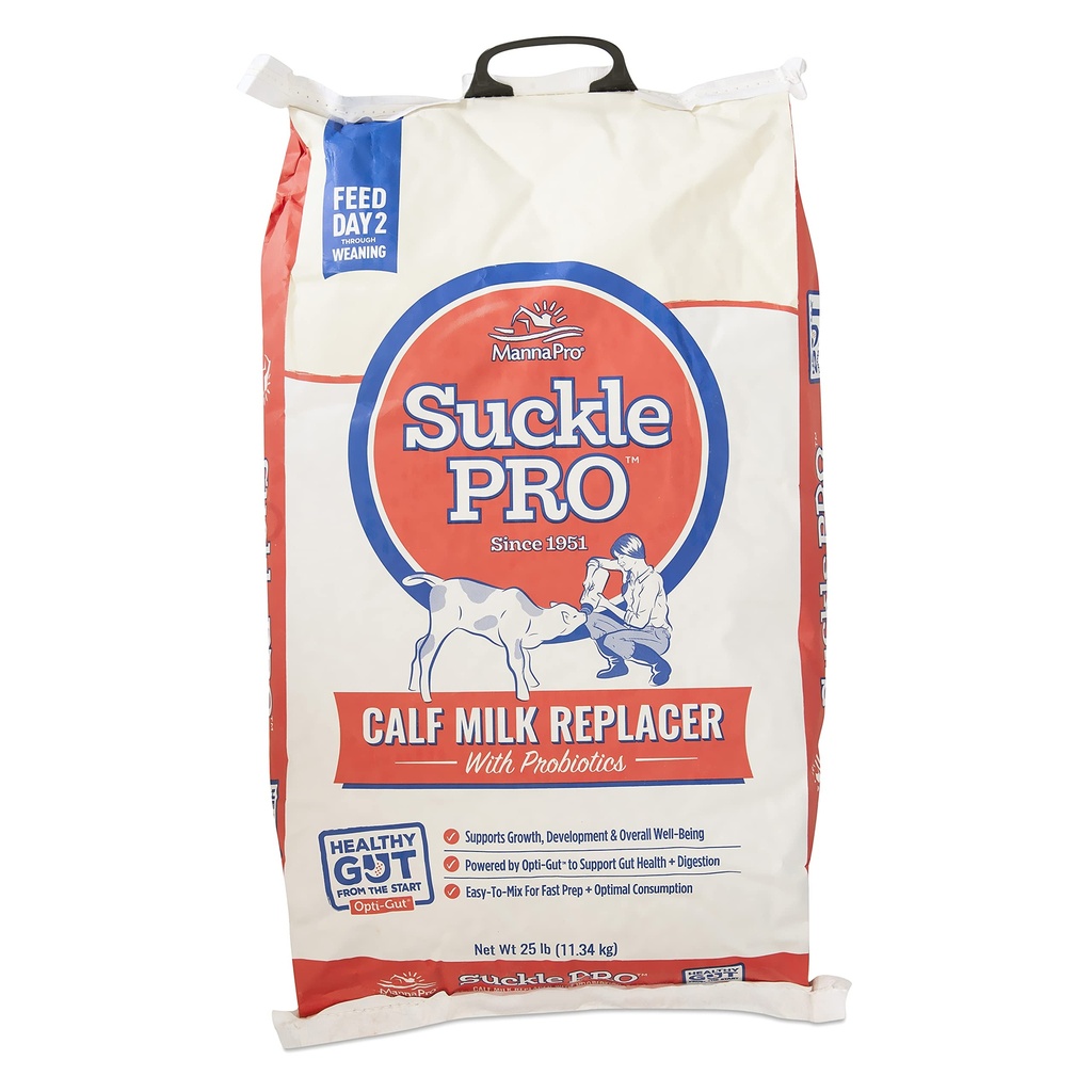 Manna Pro Suckle Pro Calf Milk Replacer, 22% Protein with Probiotics, Supports Healthy Growth and Digestion, Easy to Mix, Promotes Strong Immune System in Calves, 25 lb