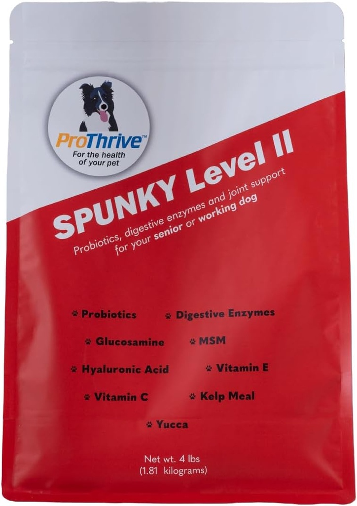Spunky Επίπεδο II Hip και το κοινό συμπλήρωμα για σκύλους, γλυκοζαμίνη για σκύλους με MSM, βιταμίνες σκύλου και συμπληρώματα βοηθά στην πέψη, συμπλήρωμα σκύλων - 4LB