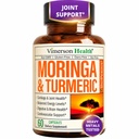 Moringa Capsules – 3-in-1 Turmeric Moringa Supplement with BioPerine (Black Pepper Extract) for Max Absorption – Potent 4:1 Moringa Oleifera Extract + Tumeric for Energy & Joint Support – 60 Capsules