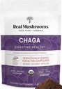 Real Mushroom Chaga Mushroom Powder – Organic Chaga Extract from Fruiting Body – for Daily Wellness & Energy Support – Vegan, Non-GMO, 60 Services Mushroom Supplement