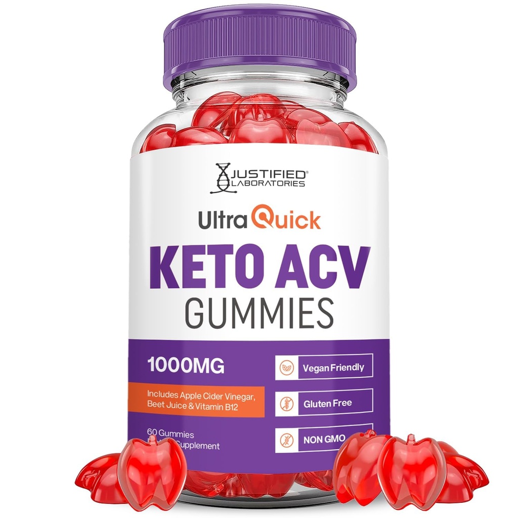 Ultra Quick Keto ACV Gummies Advanced Formula 1000MG Ultraquick Keto Gummies Apple Cider Vinegar Formulated with Pomegranate Beet Buice Powder B12 Vegan Non GMO 60 Gummys