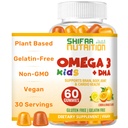 SHIFAA NUTRITION Halal Omega 3 for Kids with DHA Gummies for Brain Development, Heart & Immune Support, Plant-Based, Non-GMO, Algae-Based DHA, Gluten & Gelatin-Free Kids Omega 3 Gummies, 30 Servings