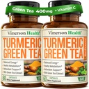 Turmeric Curcumin Supplement with Green Tea Extract (ECGC) & Vitamin C for Joint Health, Energy & Inflammation Balance - Organic Tumeric Curcumin with Black Pepper - Χωρίς γλουτένη, χωρίς GMO. 2-Pack