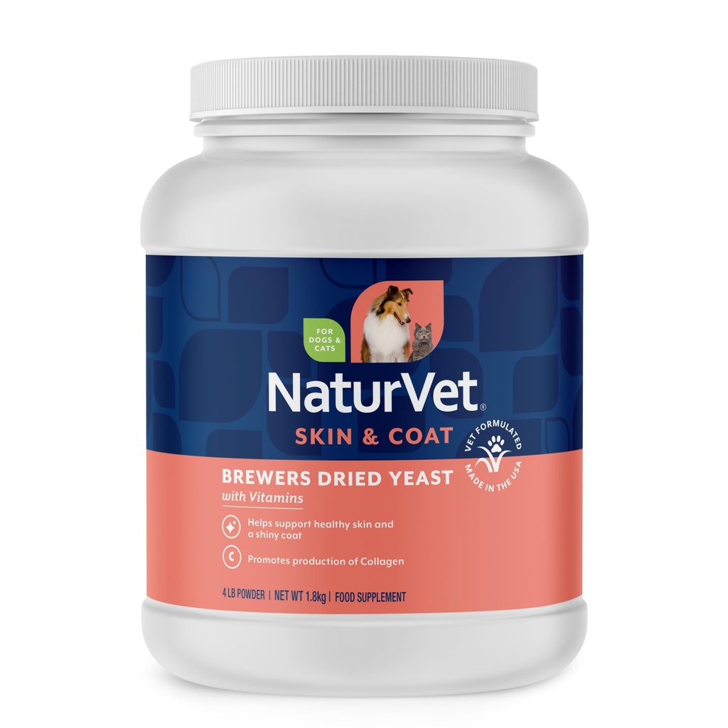 NaturVet – Αποξηραμένη Φόρμουλα Μαγιάς με Σκόρδο Γεύσης – Συν Βιταμίνες – Υποστηρίζει Υγιές Δέρμα & Γυαλιστερό Κάλυμμα – Ενισχυμένη με B-1, B-2, Νιασίνη & Βιταμίνη C – για Σκύλους & Γάτες (4 lb Κόνις)