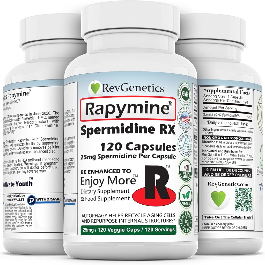 REVGENETICS Rapymine®: 25mg Spermidine RXTM - 120 Κάψουλες
