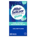 Alka-Seltzer Cool Action Heartburn Relief Gum, Extra Strength Antacid Gum, Acid Indigesion and Upset Stomach Relief, No Chalky Taste, Cool Mint Flavor, 60 Count