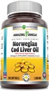 Amazing Omega Norwegian Cod Liver Oil 1000 Mg 250 Softgels | Lemon Flavor