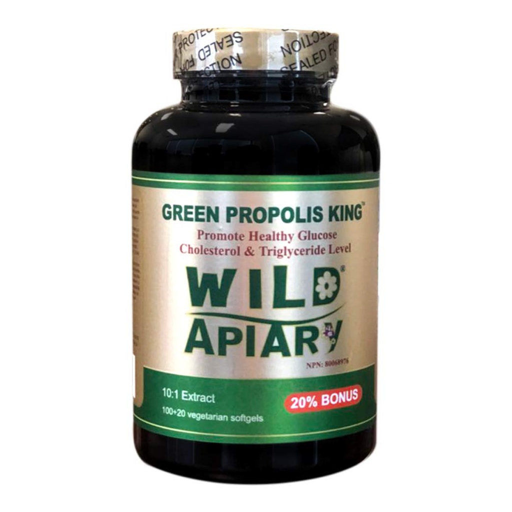 Wild Apiary Brazilian Green Bee Propolis King Vegetarian Softgel 120 τζελ - Μη Αλκοολούχα, Κεριά Χωρίς ζάχαρη