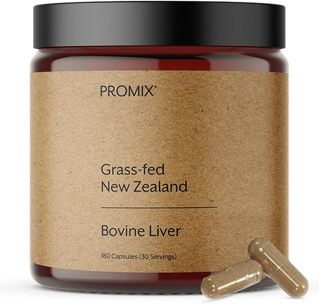 ProMix Διατροφή χόρτο Fed ωμό βόειο κρέας συμπλήρωμα ήπατος, πολυβιταμίνη - Βιοδιαθέσιμη βιταμίνη Α, B12, D3, Heme σιδήρου - 180 Ζελατίνη κάψουλες