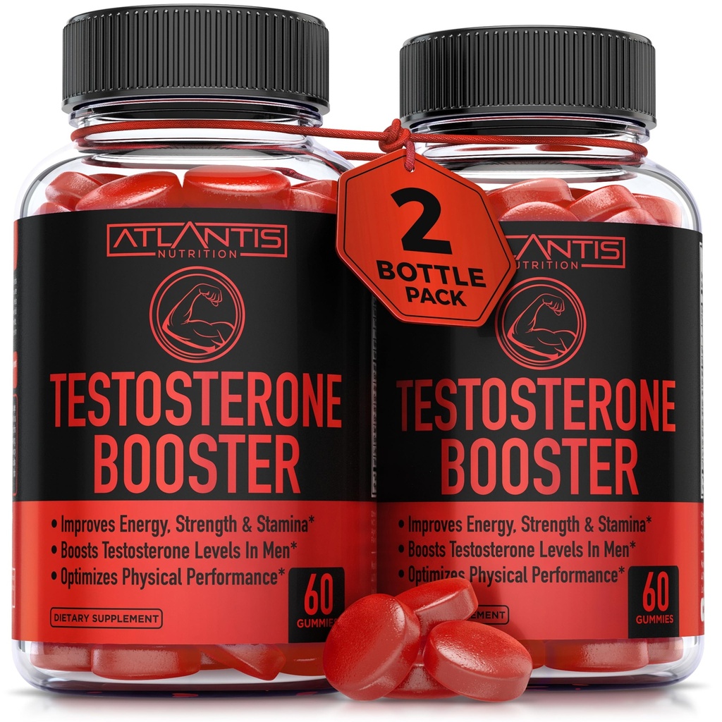 Ατλαντίδα Διατροφική Testosterone Booster Gummies για τους άνδρες - Ενισχύει τη δύναμη & Stamina - Βελτιστοποιεί την απόδοση & Ανδρική Ενίσχυση - Made With Tribulus, Horny Goat Weed, Maca Root 