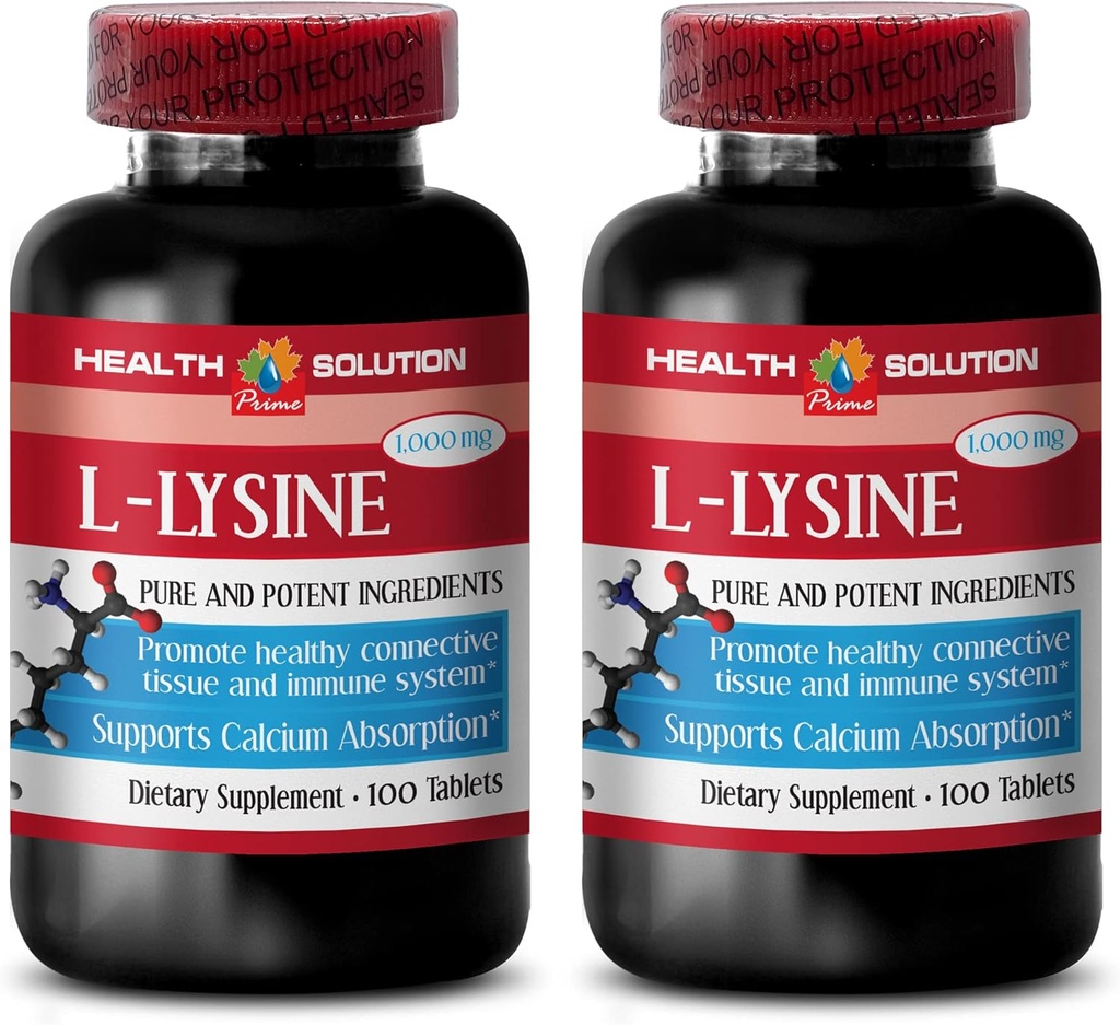 L-lysine 1000 mg Tablets - L-LYSINE 1000MG - Promote Healthy Skin - l-lysine Tablets - l-lysine 1000mg Tablets - l-lysine Supplement - l-lysine Ointment - lysine 1000mg Tablets, 2 Bottles 200 Tabs