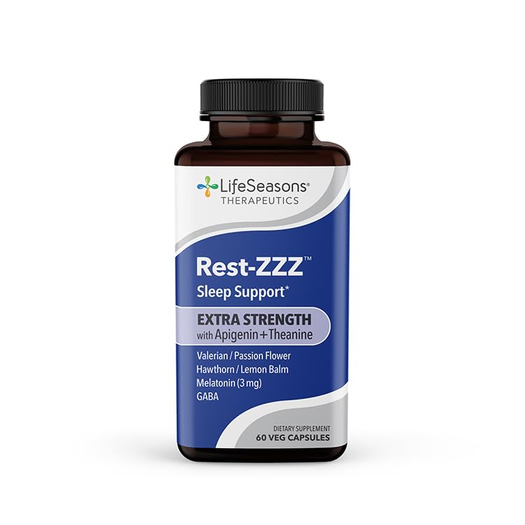 Rest-ZZZ Extra Strength - Sleep Support Supplement - Fall Asleep & Stay Asleep - Ηρεμεί το νευρικό σύστημα - Φυσικά Ευκολία μυϊκή ένταση & ανησυχία - Χαμηλή δόση μελατονίνης GABA & χαμομήλι - 60 κάψουλες