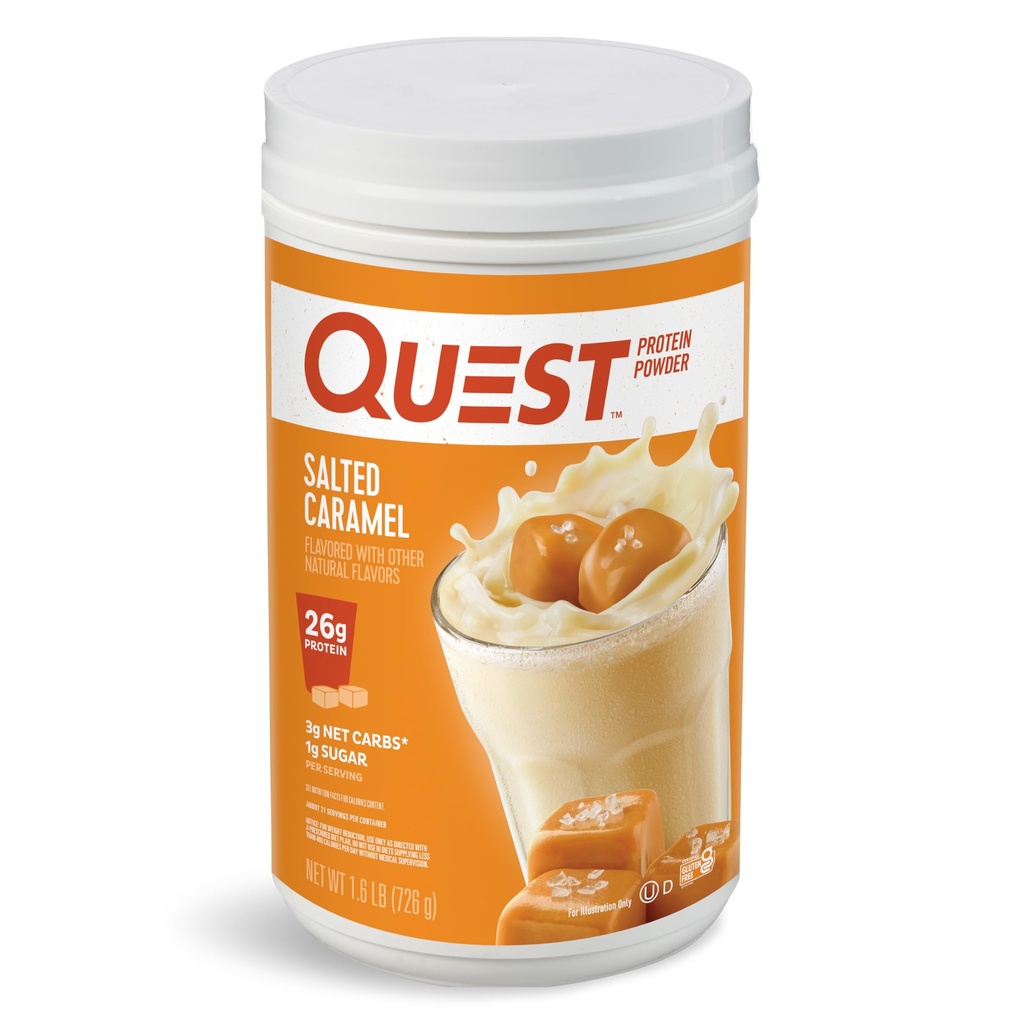 Quest Διατροφή Αλμυρή Caramel πρωτεΐνη σκόνη, 26g πρωτεΐνη, 1g ζάχαρη, χαμηλή υδατάνθρακες, χωρίς γλουτένη, 1.6 Λίρες, 24 εξυπηρετούν