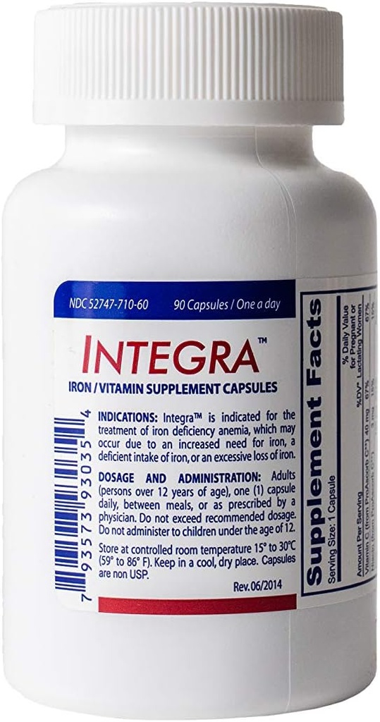 Integra (90)- Συμπλήρωμα σιδήρου-βιταμίνη C- Σιδήρου Φουμαρικό & Πολυσακχαρίτη Σύμπλεγμα σιδήρου