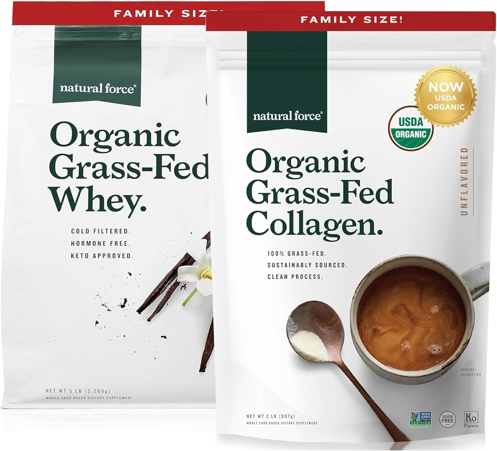 Φυσική δύναμη χόρτο Fed οργανική πρωτεΐνη ορού γάλακτος σκόνη Vanilla Γεύση 5 lb οργανική σκόνη καθαρό κολλαγόνο πεπτίδια χωρίς γεύση, 32oz