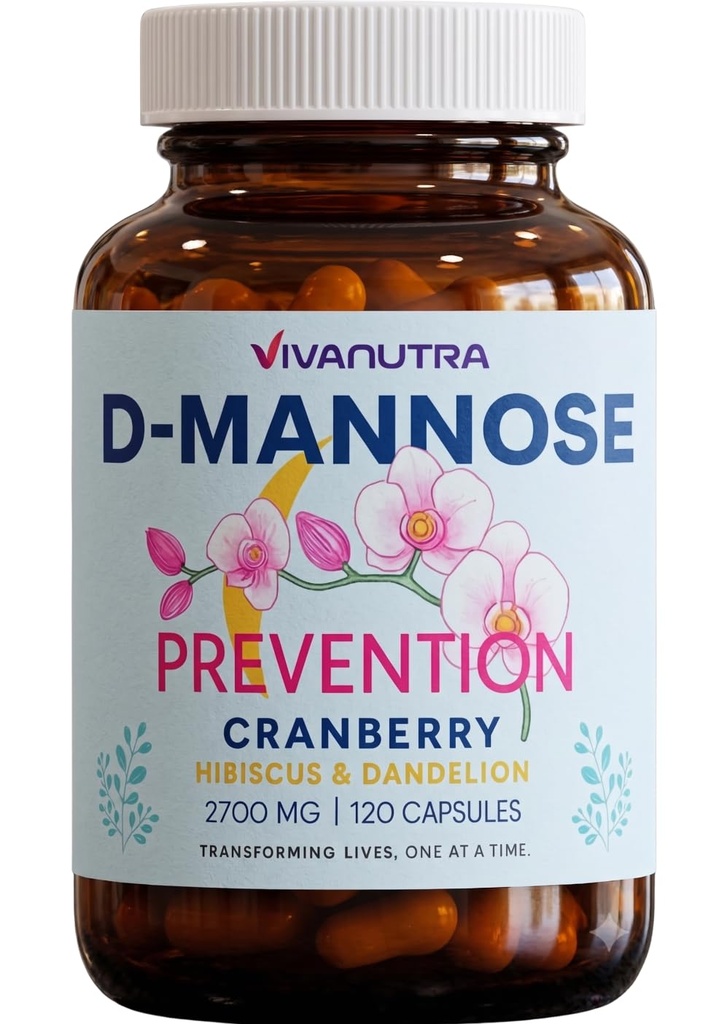 Urinary Tract Health Supplement For Women - Daily Bladder & PH Support | 2,000 mg D-Mannose with 300 mg Cranberry Juice Powder, 200 mg Hibiscus Flower Extract & 200 mg Dandelion Root Extract