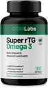 rTG Omega 3 Νορβηγικό ιχθυέλαιο με συμπλήρωμα διατροφής CoQ10-Καρδιά Υγεία & Αντιοξειδωτικά Υποστήριξη με Βιταμίνες D & E – 2000 mg Με Βιώσιμη προέλευση – Super rTG Omega 3, 180 Softgels από CGM Labs