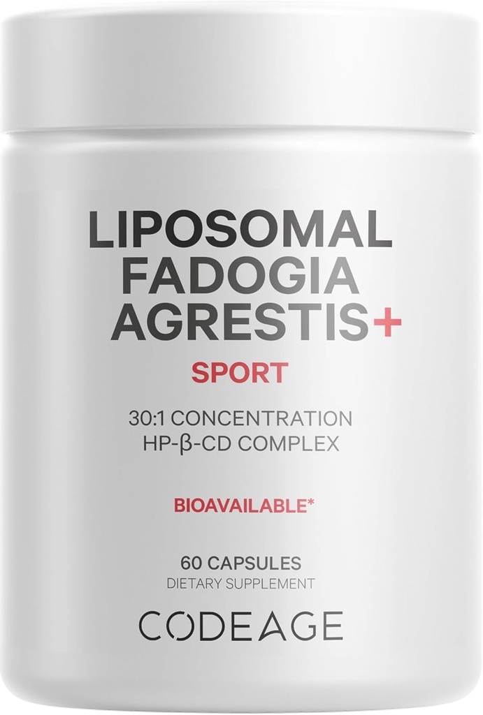 Codeage Liposomal Fadogia Agrestis 600mg Συμπλήρωμα - Fadogia Agrestis 30:1 Extract, Βιταμίνη D3, Ψευδάργυρος, Φενουgreek, BioPerine Black Pepper - 2-Month Supply - Liposomal Delivery - Μη ΓΤΟ, 60 κάψουλες