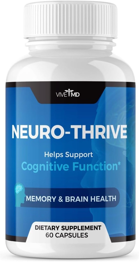 VIVE MD Neuro Thrive Brain Supplement - Επίσημη Φόρμουλα - Neuro Thrive PQQ, Neuro Thrive - Extra Strength with Ginkgo Biloba Extract, Siberian Ginseng Extract - (60 κάψουλες)