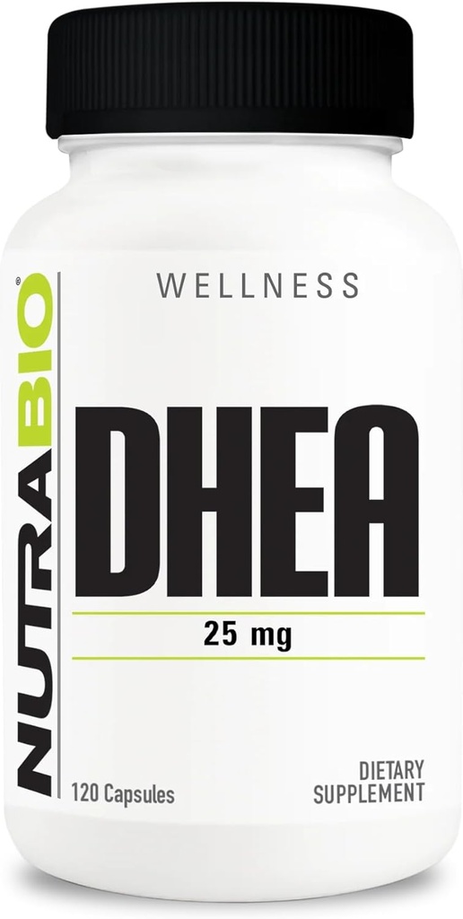 NutraBio DHEA συμπλήρωμα για άνδρες και γυναίκες- DHEA (25 mg) 120 κάψουλες