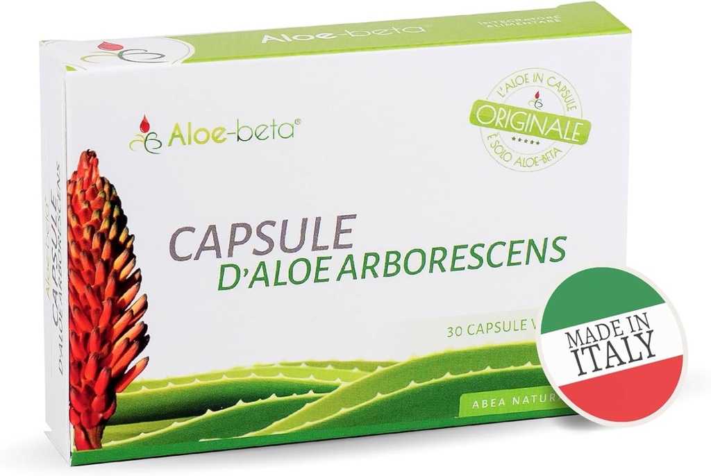 ALOEBETA Aloe Arborescens Κάψουλες Φυσικής Ισχύος - 100% Βιολογικό συμπλήρωμα αλόης, Διεγείρει την ανοσοάμυνα, Αντιοξειδωτικό, Αποτοξινωτικό - Vegan, Χωρίς ΓΤΟ, Χωρίς Γλουτένη, Χωρίς Ζάχαρη