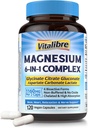 Magnesium Complex Supplement 6 in 1, 1160mg Chelated Magnesium for Max Absorption, Help with Better Sleep, Relaxation & Nerve Calm, 120 Vegan Capsules, Non GMO & Gluten Free