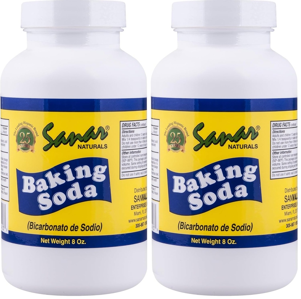 Sanar Naturals Baking Soda, 8 oz - Για την Digestive Υποστήριξη ως Antacid, Baking, Καθαρισμός, Αποσμητικό, & More (Pack of 2)