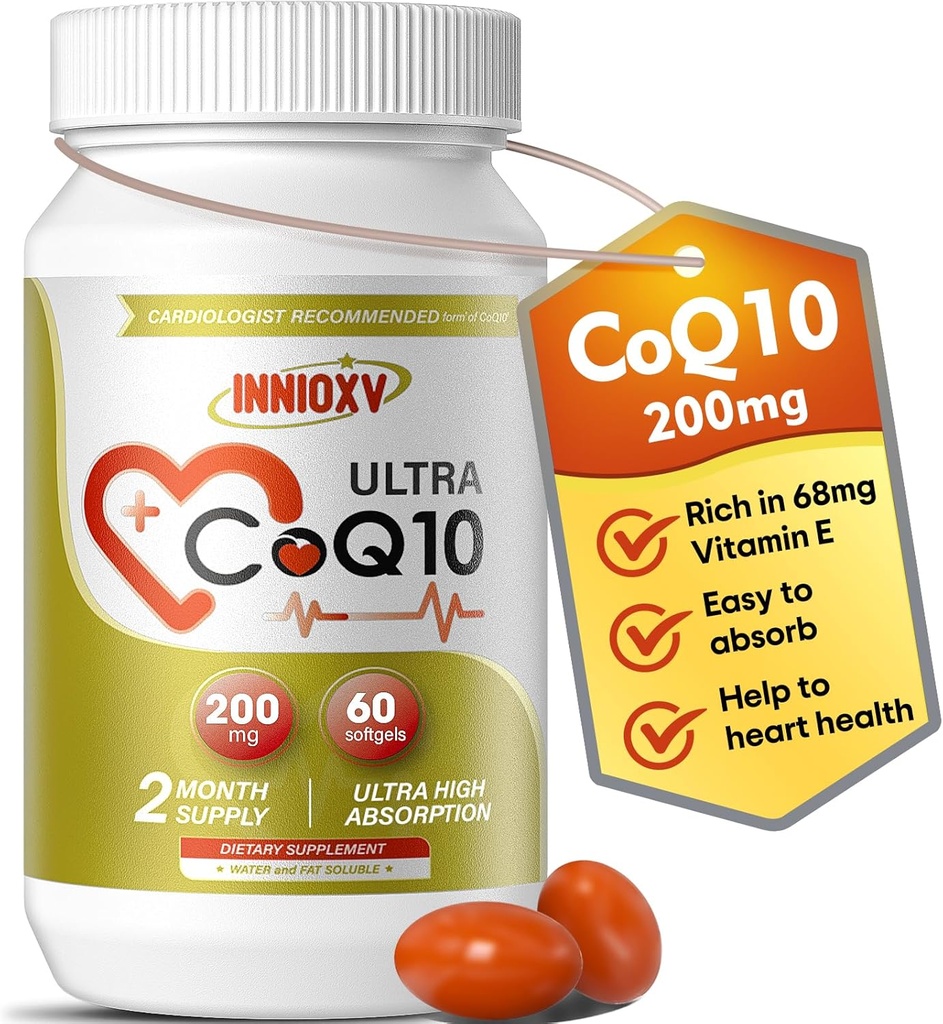 CoQ10 200mg Softgels – Συνένζυμο υψηλής απορρόφησης Q10 για την υγεία της καρδιάς, την κυτταρική ενέργεια και την αντιοξειδωτική υποστήριξη – 60 Softgels