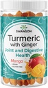 Swanson Turmeric με Ginger Gummies - Όλα τα φυσικά συμπλήρωμα που προωθεί Digestive & ανοσοποιητικό σύστημα Υγείας - Βοηθά στην υποστήριξη της κοινής λειτουργίας και κίνησης Δυνατότητα - (Mango, 60 Gummies)