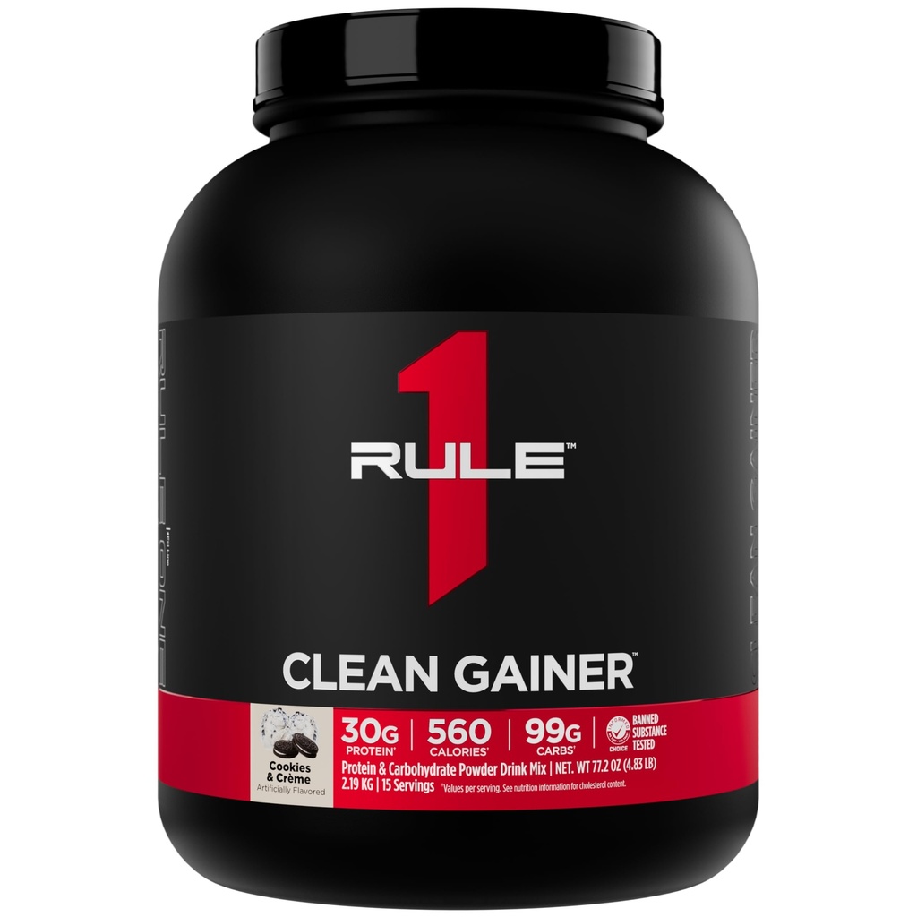 Κανόνας 1 Καθαρός Κεραυνός - High-Protein Lean Gain Formula με 560 θερμίδες, 30g πρωτεΐνης Full-Spectrum, Πάνω από 90g υδατάνθρακες, κάτω από 6g λίπους (15 μερίδες, Cookies & Crème)