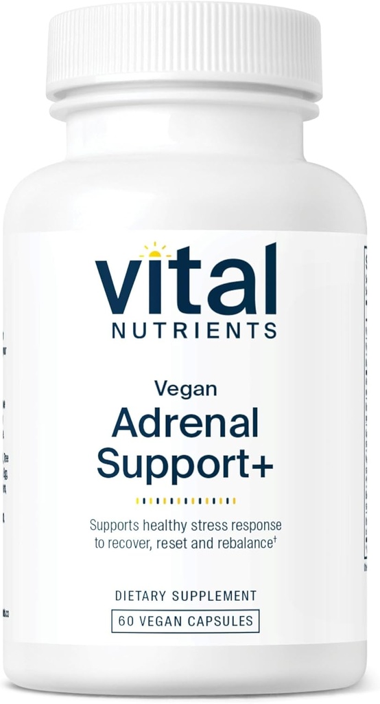 Vital Nutrients Vegan Adrenal Support + | Supplement to Support Adrenal Gland Function and Healthy Stress Response* | Mild Stress* | Gluten, Dairy & Soy Free | 60 Capsules