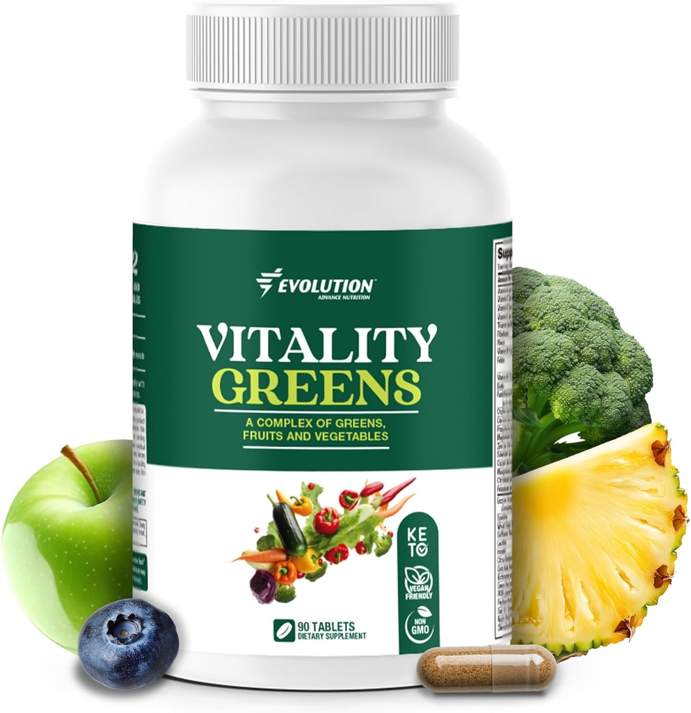 Evolution Advance Nutrition Vitality Green, 90 Tablets – Συμπλήρωμα φρούτων και λαχανικών, πλούσιο σε βιταμίνες και ορυκτά – Vegan