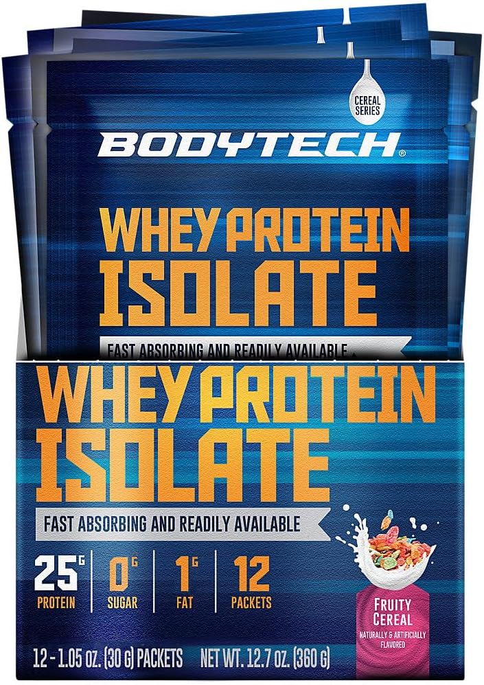 BODYTECH Whey Protein Isolate Powder - Φρουτώδη δημητριακά (δώδεκα 1,04 oz. συσκευασίες)